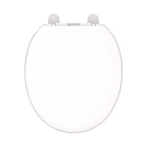 lot 13540 image: Round Soft Close Toilet Seat in White, Heavy-Duty Fade-Resistant Plastic