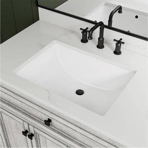 lot 13551 image: 22 in. Undermount Rectangular Vitreous China Bathroom Sink in White (Sink Only)