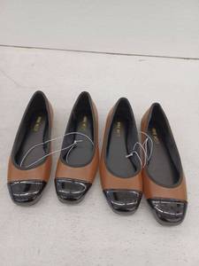lot 13576 image: Nine West Teland Womens Captoe Ballet Flat Pecan, Size 7, 2 Pairs