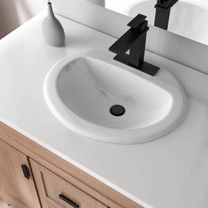 lot 13584 image: 19 in. Drop-In Round Vitreous China Bathroom Sink in White
