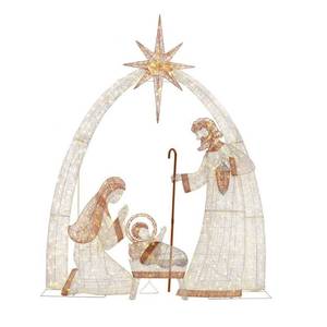 lot 13607 image: 10 ft. Polar Wishes Giant-Sized LED Nativity Set Holiday Yard Decoration