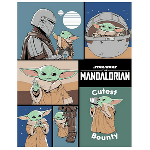 lot 13621 image: Star Wars Mandalorian TwinFull Raschel Soft Blanket 60 x80  Cutest Bounty by Disney