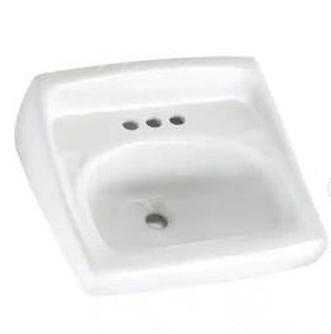 lot 13622 image: American Standard Lucerne Wall-Mounted Bathroom Vessel Sink with Faucet Holes on 4 in. Center in White