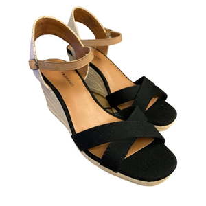 lot 13626 image: Lucky Brand Ladies Maey Lee Espadrille Wedge Sandal, Black, 9