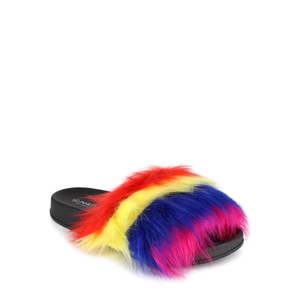 lot 13627 image: PORTLAND by Portland Boot Company Faux Fur Slide Slipper, Womens 7M