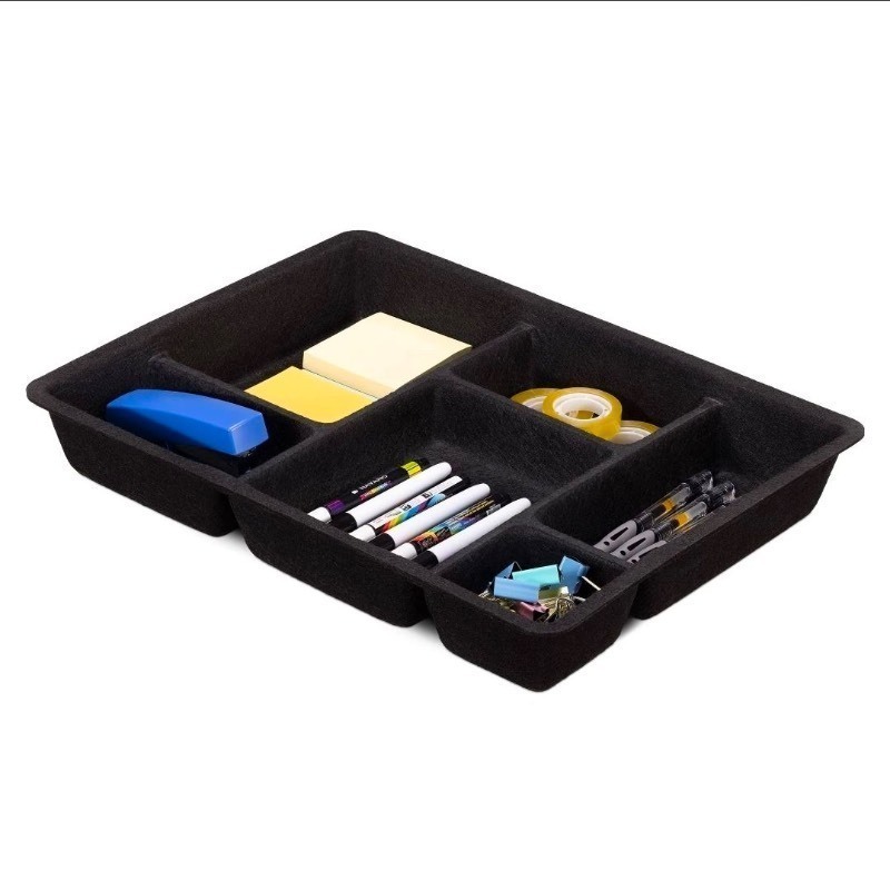 lot 4651027 image: Navaris Felt Drawer Organizer Tray - Tidy Desk Drawers, Office Supplies, Jewelry, Cosmetics, Small Personal Items and Accessories - Black - Retail $23