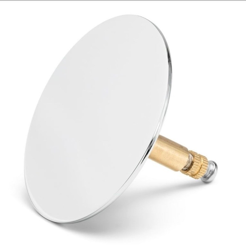 lot 5111079 image: Navaris Bathtub Plug - Universal Adjustable Chrome Drain Cover for Bath Tubs without Chain - Replacement Plug with Seal - 44.5mm (1.8 Inches) - Retail $10