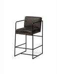 Mercana Stamford 36" Total Height Black Leather Seat w/ Wood Back, Metal Frame Counter Stool 68763 36.02H x 18.7W x 22.64D - Retail: $1,727