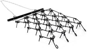 lot 371231 image: Retails for $198 YITAMOTOR Heavy Duty Drag Harrow (83.7 LBS), 4 FT x 4 FT Chain Harrow, 38 Tines for ATV, UTV, Tractors for Soil Leveling, Pastures, Seeding, Breaking up Soil, 60 M2Si Steel