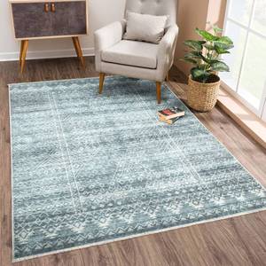 lot 371250 image: Retails for $250 Rugs Washable Non-Slip 10x14 Rug - TealIvory Geometric Area Rug for Living Room, Bedroom, Dining Room, and Kitchen - Exact Size 10 x 14