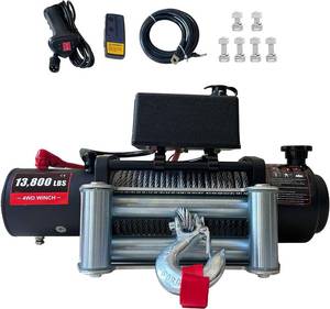 lot 471405 image: Retails for $290 Garvee Electric Winch, 13,800 LB, 12V DC Truck Winch with 78 ft Synthetic Rope Aluminum Fairlead Wireless & Wired Remote Control, IP67 Waterproof for Towing Off-Road SUV Trailer Boat