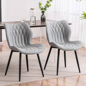 lot 251505 image: Retails for $270 Kidol & Shellder Dining Chairs Set of 2, PU Leather Upholstered Kitchen Chairs with Back Armless, Mid Century Modern Side Chair for Dining Room, Living Room, Lounge, Restaurant, Gray