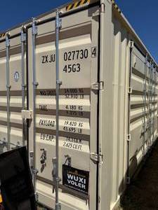 lot 5401 image: First Use 40ft High Cube Multi-Door Storage Container (ZXJU0277304) 2 Sets of Wide Side Doors and One set of End Doors