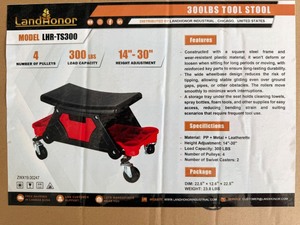 lot 5242 image: Unused Land Honor 300Lbs Tool Stool (LHR-TS300)