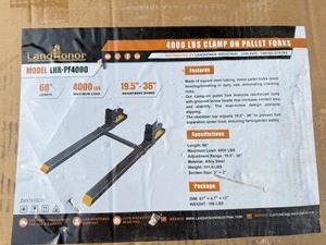 lot 5300 image: Unused Land Honor 4000Lbs Clamp on Pallet Forks (LHR-PF4000)