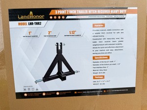 lot 5313 image: Unused Land Honor 3 Point 2 Inch Trailer Hitch Receiver Heavy Duty (LHR-THR2)