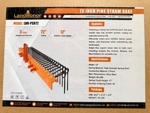 lot 5316 image: Unused Land Honor 72 In Pine Straw Rake (LHR-PSR72)