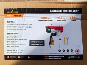 lot 5349 image: Unused Land Honor Lift Electric Hoist (LHR-PA200)