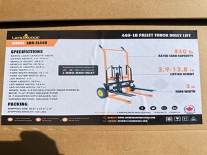 lot 5355 image: Unused Land Honor Pallet Truck Dolly Lift (LHR-FL440)