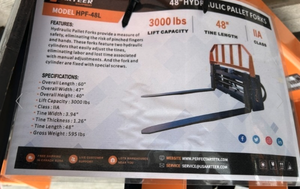 lot 5424 image: Unused Arteer 48 in Hydraulic Pallet Fork (HPF-48L)