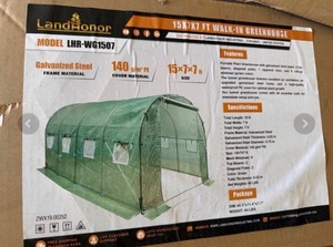 lot 5285 image: Unused Land Honor 15 x 7 x 7 Ft Walk-in Greenhouse (LHR-WG1507)