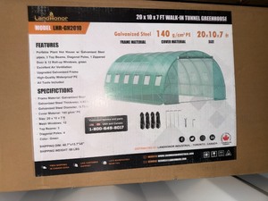 lot 5371 image: Unused Land Honor 20 x 10 x 7 Ft  Walk-In Tunnel Greenhouse (LHR-GH2010)