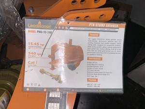 lot 5397 image: Unused Land Honor WG24 PTO STUMP GRINDER (PWG-23-24D)