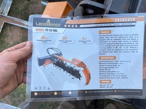 lot 5220 image: Unused Land Honor Max 48 IN Ditching Depth Trencher (FT-12-48L)