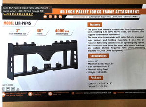 lot 5307 image: Unused Land Honor 45 In Pallet Forks Frame Attachment (LHR-PFF45)