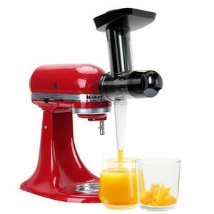lot 22357 image: Masticating Juicer Attachment for KitchenAid All Models Stand Mixers - Cold Press Slow Juicer with Large Feed Chute, 30% Higher Juice Yield, Easy Assembly, Fruits Vegetables By Fedowal - Retail $34