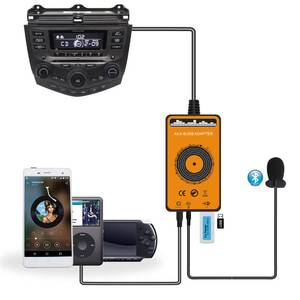 lot 22364 image: Car Bluetooth Transmitter with USB & AUX Input Interface for Honda Accord 2003-2012, Civic 2006-2014, CR-V 2004-2014, Odyssey 2005-2010, Pilot 2006-2014, TSX 2004-2011, MDX 2005-2006 - Retail $49