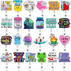 lot 22367 image: Feifeiya 24 Pcs Funny Badge Reel Nurse Cute Retractable Name ID Clip Badge Holder for Doctor Student Medical Assistant Coworker Work Accessories Bulk Gifts(Medical Style) - Retail $32