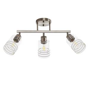 lot 22368 image: 3 Light Track Lighting Fixtures Ceiling Brushed Nickel Light Fixtures Ceiling Mount Kitchen Track Lighting 3-Light Bathroom Vanity Light Bathroom Light Fixtures with Glass Shades Adjustable Heads