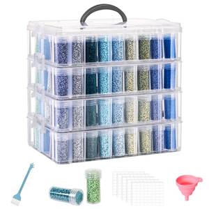 lot 22370 image: MERATIA Diamond Painting Storage Container, 4-Tier Bead Organizer Box with 200 Slots, Stackable Crafts Organizers for DIY Diamond Art Accessories Craft Jewelry Bead Storage - Retail $28