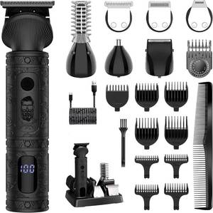 lot 22371 image: Scttomon Beard Trimmer for Men Professional Mens Beard Grooming Kit T-Blade Trimmer Electric Shaver Razor Nose Body Trimmer Hair Cutting Kit Cordless 7 in 1 Black - Retail $38