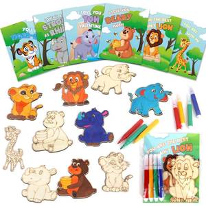 lot 22380 image: BainGesk Valentines Day Cards for Kids School, 30 PACK Animal Wooden Painting Crafts Kits, Valentines Cards for Classroom Exchange, Valentines Day Gifts for Kids, Valentines Party Favors - Retail $24