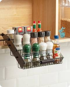 lot 22395 image: Baffect 3 Tiers Pull Down Spice Rack, Pull Out Spice Organizer for Inside Cabinets, Drop Down Spice Shelf with Spring Buffer Device for Kitchen Upper Cabinet Black