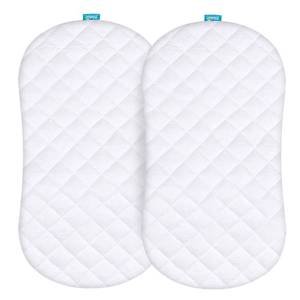 lot 22405 image: Bassinet Mattress Pad Cover Compatible with Halo BassiNest Swivel Sleeper, 2 Pack, Waterproof Quilted Ultra Soft Surface, Breathable and Easy Care - Retail $20