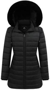 lot 22411 image: GOLDLADIES Womens Waterproof Long Down Jacket,Warm Winter Hooded Puffer Coat Thickened for Hiking Outdoor XXL- Retail $55