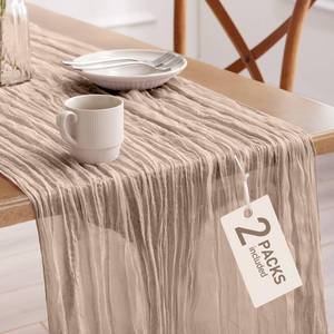 lot 22414 image: Pureegg 2-Pack Cheese Cloths Table Runner, 120 Boho Table Cloth Decorations for Party, Baby Shower, Wedding and Farmhouse, Fabric Room Decor, Nude - Retail $13