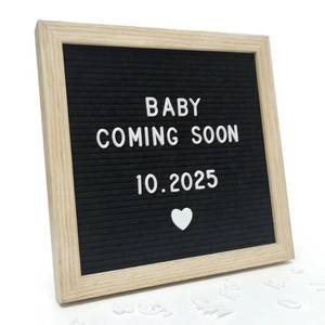 lot 22422 image: C CRYSTAL LEMON Black Felt Letter Board 10x10in, Baby Announcement Sign & Pregnancy Announcement Board, 336 Letters, Wooden Frame, Wall Mount or Stand - Retail $10