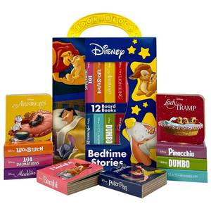 lot 22766 image: Disney Lion King, Lilo & Stitch, and More �� Bedtime Stories My First Library Board Book Block 12-Book Set - First Words, Alphabet, Numbers, and More - PI Kids - Retail $13