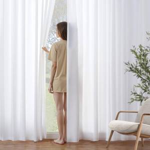 lot 22768 image: MIULEE White Privacy Sheer Curtains that Let Light in 84 Inches Long Non-See-Through Semi Sheer Curtains Light Filtering Window Curtains Drapes for Living Room Bedroom 2 Panels Set - Retail $21