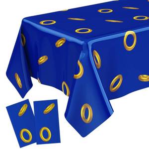 lot 30075 image: Gilprop 2 Pcs Blue with Gold Ring Birthday Party Decorations Plastic Cute Birthday Tablecloth 108 x 54 Inches Disposable Rectangle Tablecover for Boys Girls Kids Baby Shower Party Supplies - Retail $10