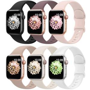 lot 30077 image: 6 Pack Sport Bands Compatible with Apple Watch Band 38mm 40mm 41mm 42mm 44mm 45mm 49mm 46mm,Silicone Waterproof Strap for iWatch Apple Watch Series 11 10 9 Ultra 8 7 6 5 4 3 2 1 SE Women Men - Retail $7
