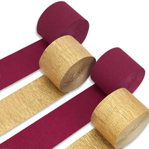 lot 30080 image: PartyWoo Crepe Paper Streamers 4 Rolls 328ft, Pack of Burgundy and Gold Crepe Paper for Party Decorations, Wedding Decorations, Birthday Decorations, Baby Shower Decorations (1.8 Inch x 82 FtRoll) - Retail $7