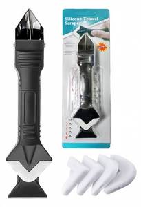 lot 30087 image: Silicone Caulking Tool 3 in 1, Glass Glue Angle Scraper, Stainless Steelhead Caulk Remover and Sealant Scraper, for Kitchen Bathroom Window and Frames Sealant Seals - Retail $7