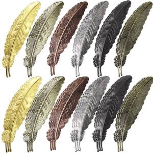 lot 30095 image: GXXMEI 30PCS Feather Metal Bookmarks - Vintage Feather Shaped Bookmarks