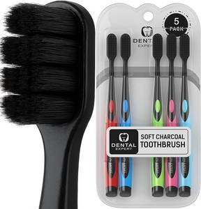lot 30098 image: Soft Toothbrushes for Adults - Black Charcoal Toothbrush Ultra Soft for Sensitive Gums - Teeth Whitening Brush for Adults & Children Extra Family Pack Super Soft Tip Bristles