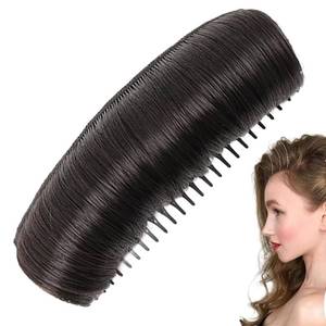 lot 30107 image: Charming Invisible Hair Bun Wig Clip, Heightening Hairstyle Invisible Hair Pad to Increase Volume for Women and Girls, Puff Hair Accessories (Black) - Retail $7